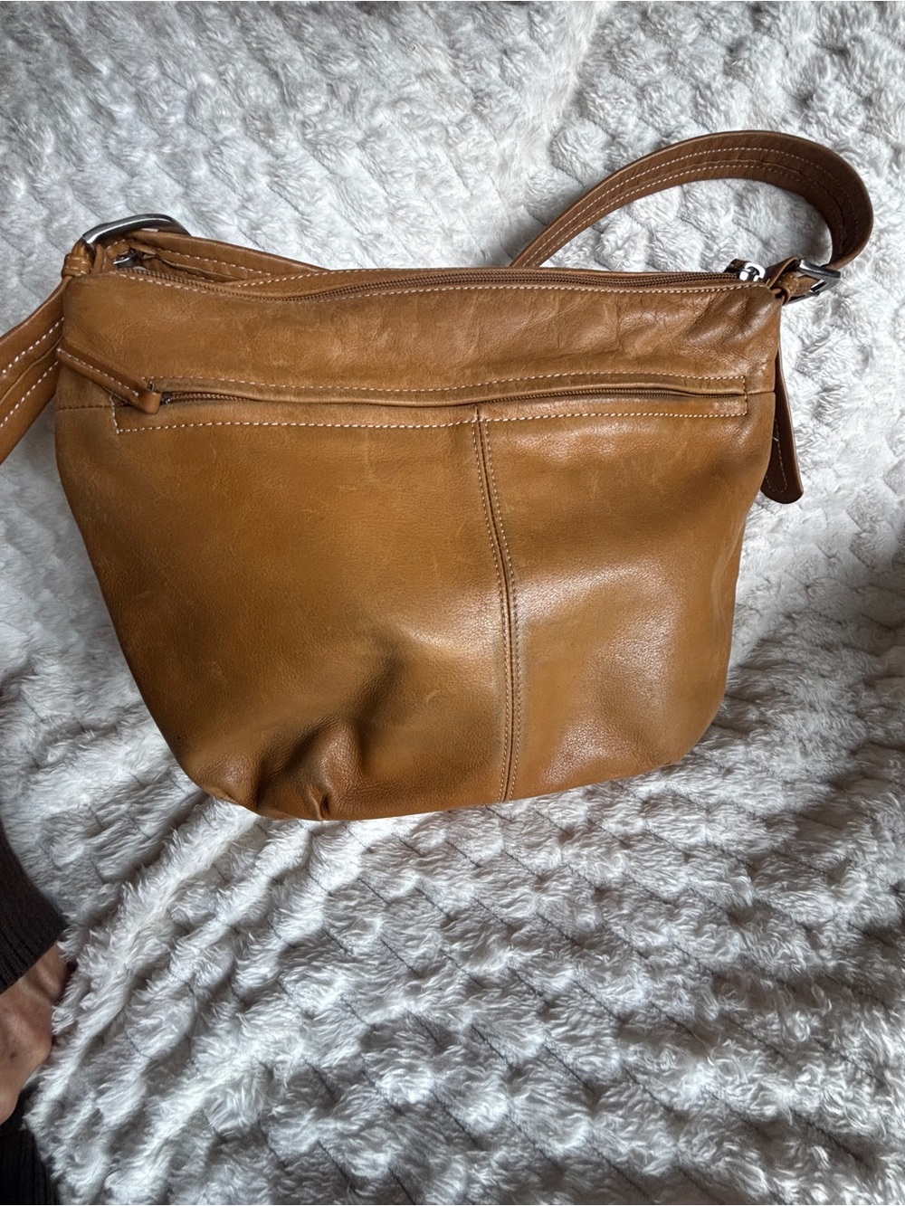 Tignanello Mustard Leather Dual Zip Crossbody Bag - Picture 4 of 10